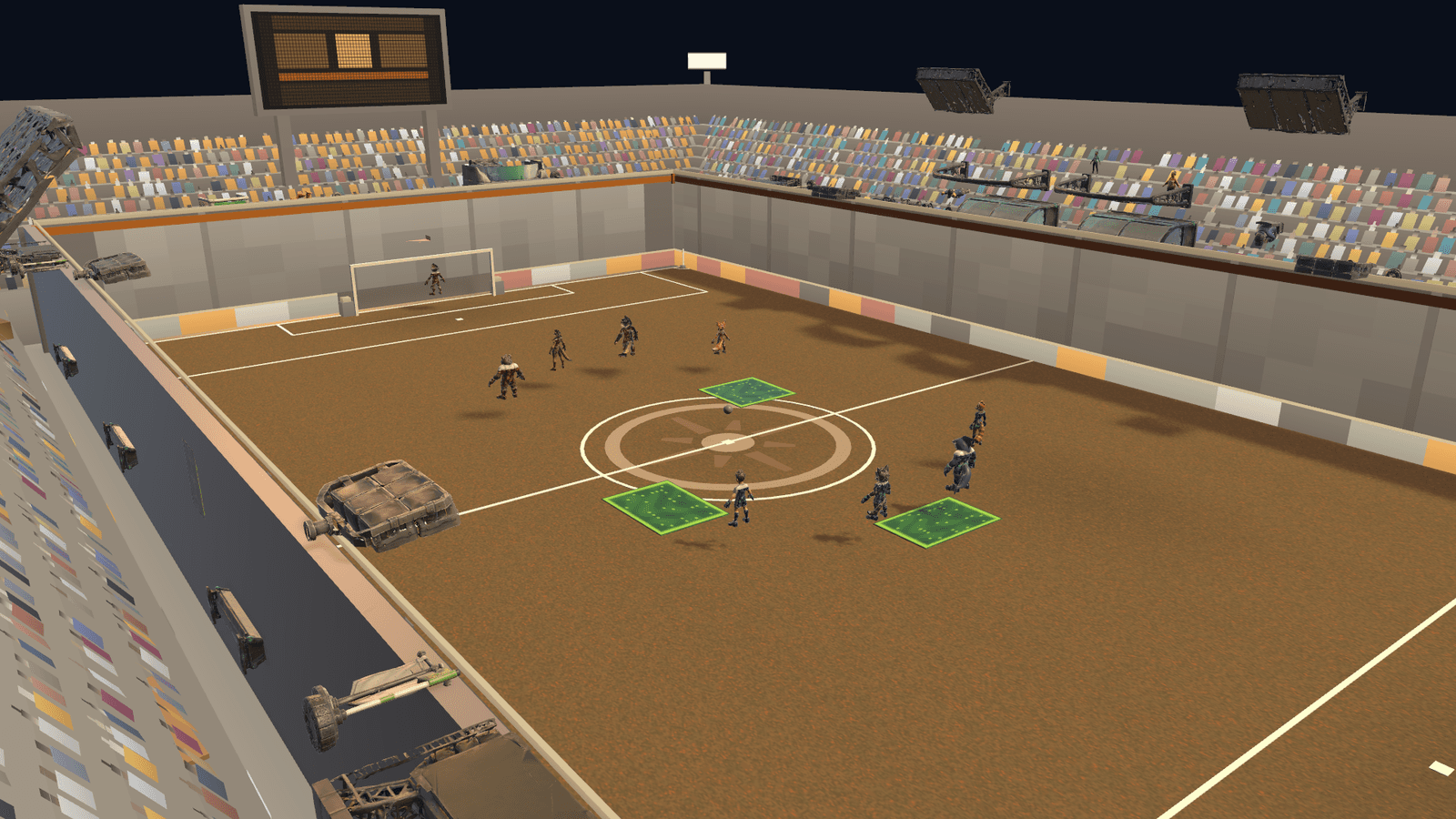 The Scrap Yard arena, where toxic patches already make positioning an arcade decision
