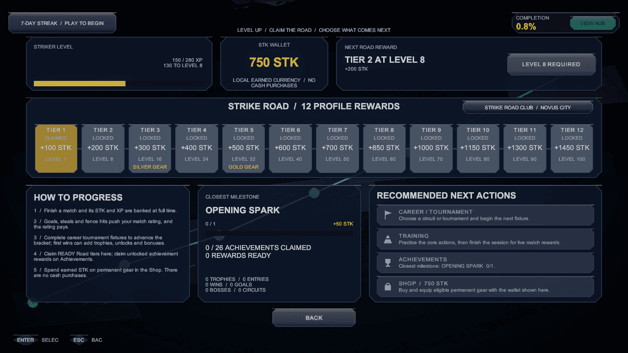Progression Hub in-engine screen capture